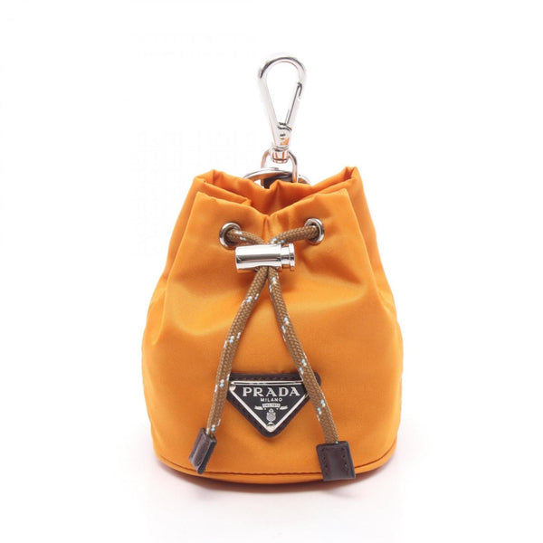 Charm Leather and Nylon Brown and Orange Handbag Charm