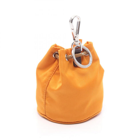 Charm Leather and Nylon Brown and Orange Handbag Charm