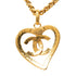 CC Logo Chain Heart Pendant Necklace Metal