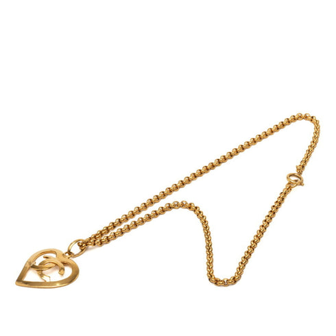CC Logo Chain Heart Pendant Necklace Metal