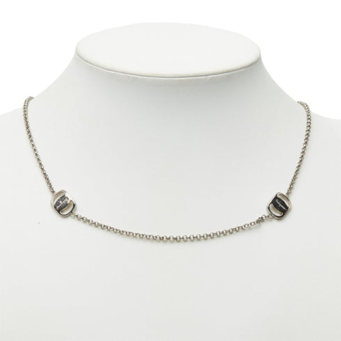 Vara Plate Motif Pendant Necklace Silver Metal