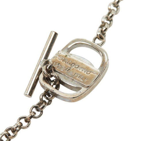 Vara Plate Motif Pendant Necklace Silver Metal