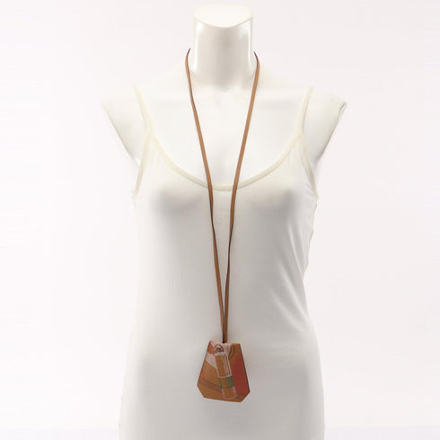 Clochette Pendant Necklace Leather Brown Multi-color