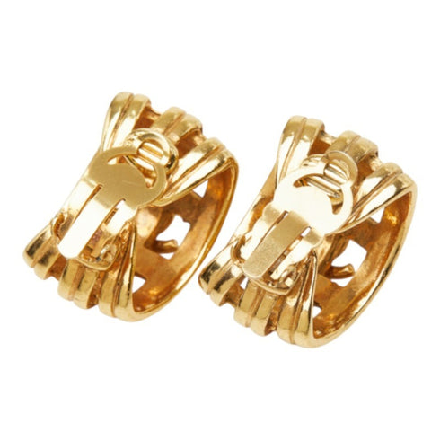 CC Logo Clip-On Earrings Metal Gold-Tone Metal