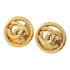 CC Logo Round Clip-On Earrings Metal Gold-Tone Metal