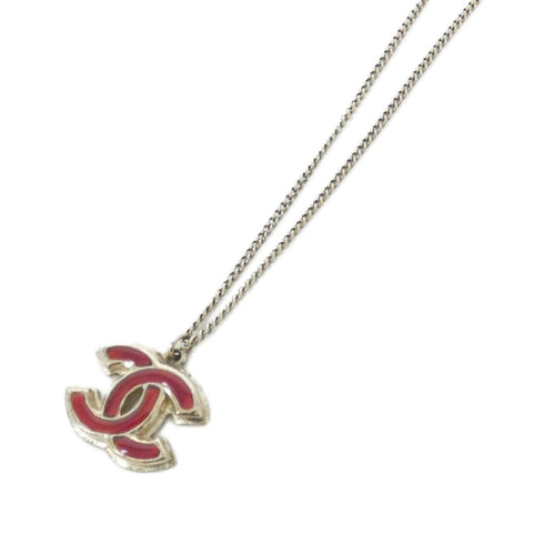 Pendant Necklace Metal Gold and Red