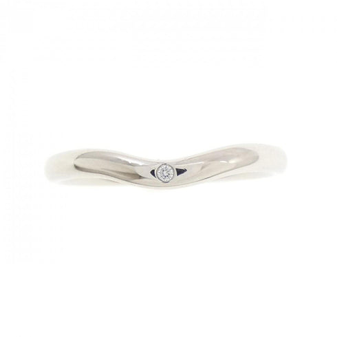 Curved 1P Ring Platinum with Diamond