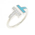 Band Ring 18K White Gold with Diamond and Turquoise
