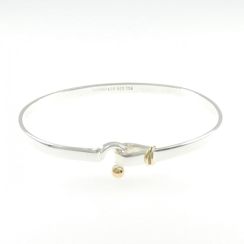 Hook and Eye Bangle Sterling Silver and 18K Yellow Gold Bracelet