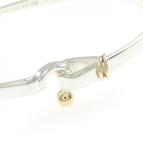 Hook and Eye Bangle Sterling Silver and 18K Yellow Gold Bracelet