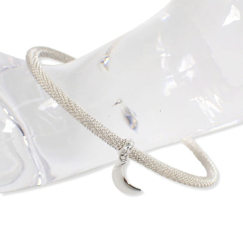 Mesh Moon Charm Half Bracelet Sterling Silver