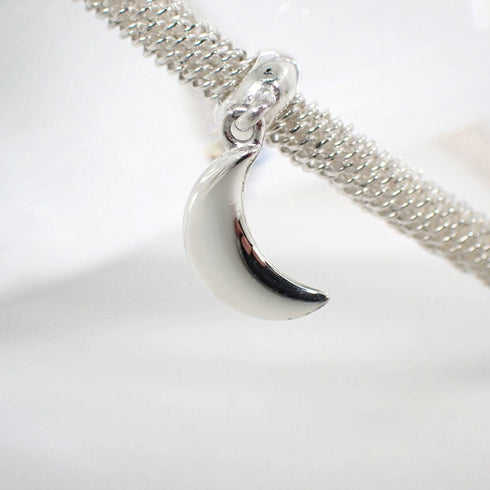 Mesh Moon Charm Half Bracelet Sterling Silver