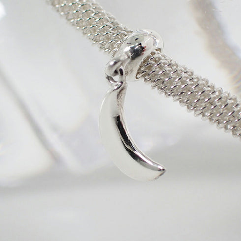 Mesh Moon Charm Half Bracelet Sterling Silver