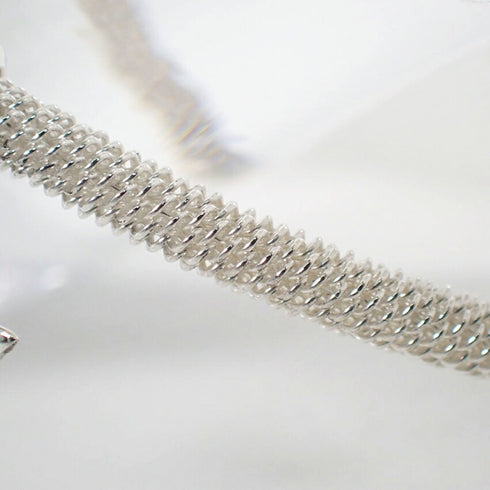 Mesh Moon Charm Half Bracelet Sterling Silver