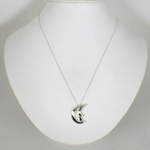 Crescent Moon Pendant Necklace Sterling Silver
