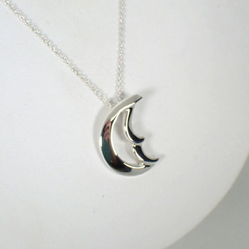 Crescent Moon Pendant Necklace Sterling Silver