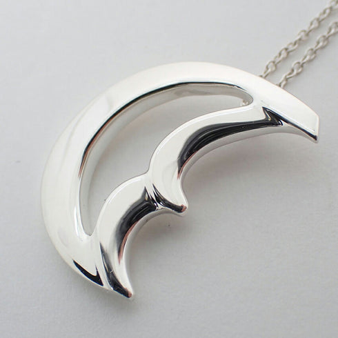 Crescent Moon Pendant Necklace Sterling Silver