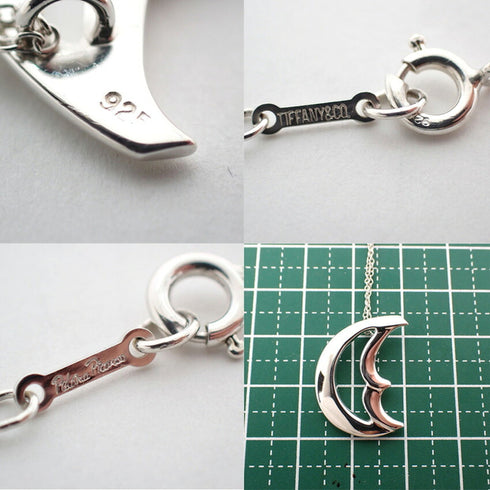 Crescent Moon Pendant Necklace Sterling Silver