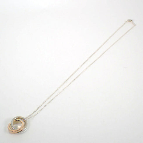 Interlocking Circle Pendant Necklace 18K Rose Gold and Sterling Silver