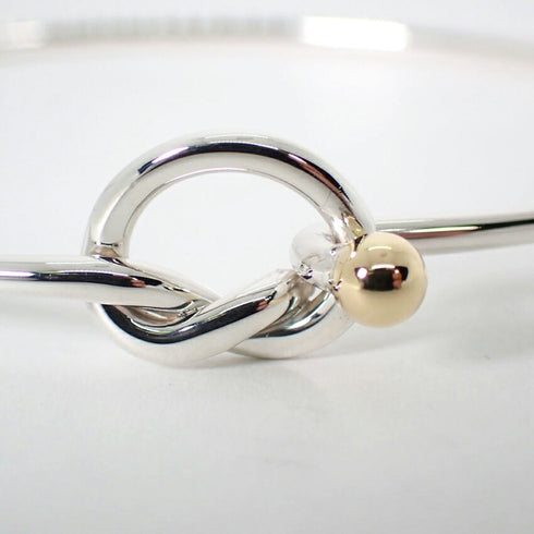 Love Knot Bangle Sterling Silver and 18K Yellow Gold Bracelet