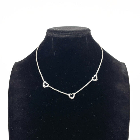 Open Heart Pendant Necklace Sterling Silver 9mm
