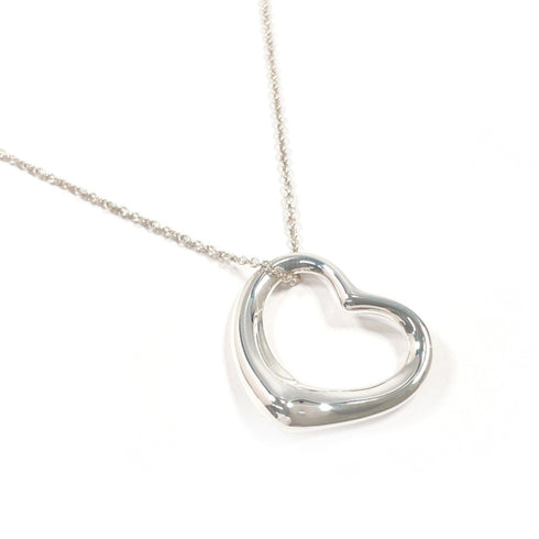 Open Heart Pendant Necklace Sterling Silver 27mm