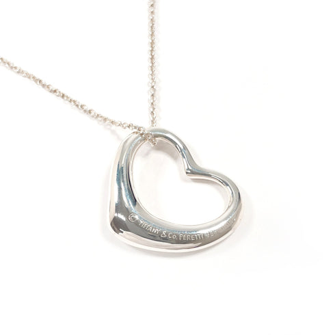 Open Heart Pendant Necklace Sterling Silver 27mm