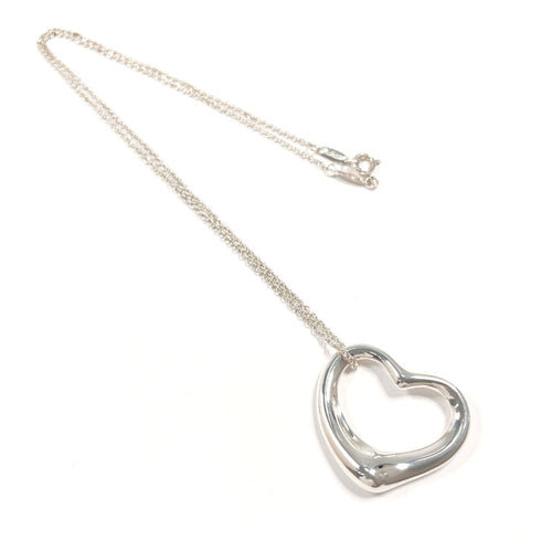 Open Heart Pendant Necklace Sterling Silver 27mm