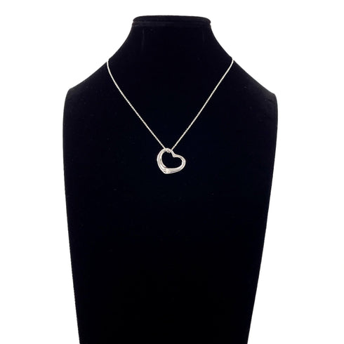 Open Heart Pendant Necklace Sterling Silver 27mm