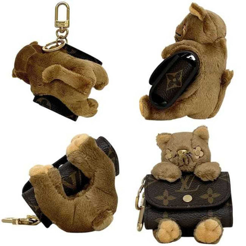 Charm Canvas and Fur and Monogram Brown Handbag Charm