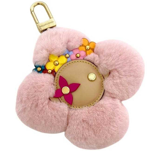 Vivienne Head Flower Crown Charm Fur and Leather Handbag Charm