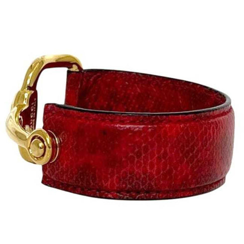 Horsebit Bracelet Leather and Metal Red