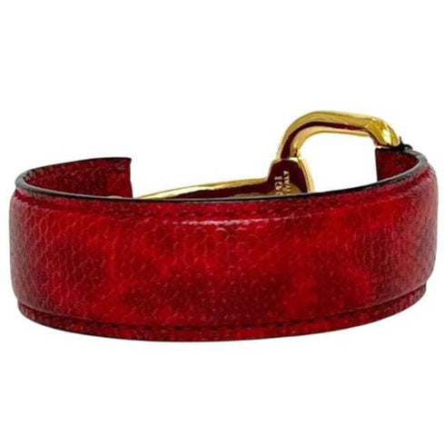 Horsebit Bracelet Leather and Metal Red