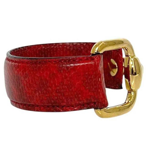 Horsebit Bracelet Leather and Metal Red