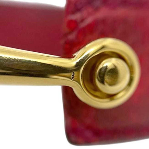 Horsebit Bracelet Leather and Metal Red
