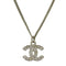 CC Logo Pendant Necklace Silver-Tone Metal