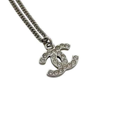 CC Logo Pendant Necklace Silver-Tone Metal