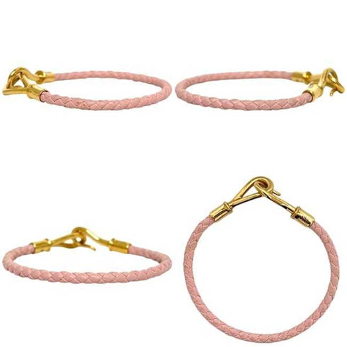 Bracelet Leather and Metal Pink
