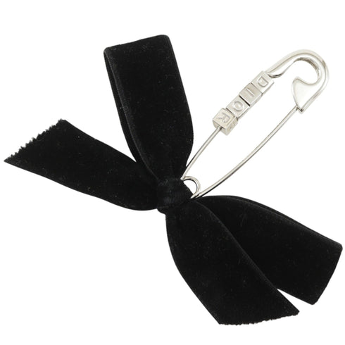 Brooch Velvet and Metal Black and Silver