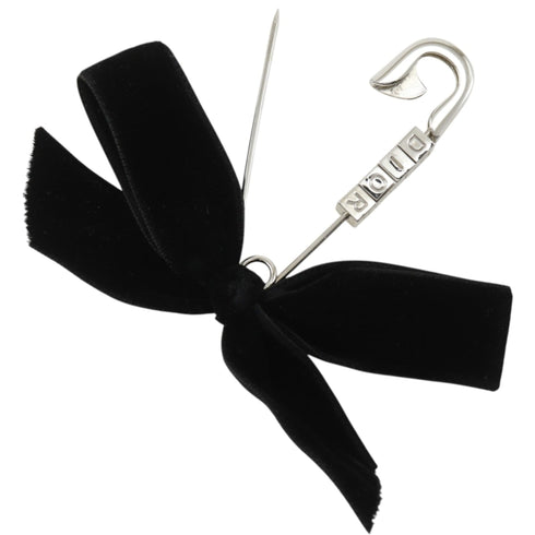 Brooch Velvet and Metal Black and Silver