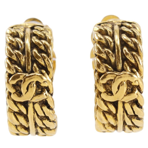 CC Logo Clip-On Earrings Metal Gold-Tone Metal