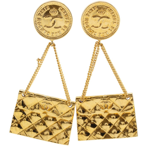 CC Logo Clip-On Earrings Metal Gold-Tone Metal