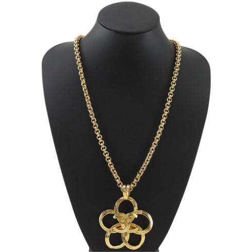 CC Logo Turnlock Flower Pendant Necklace Metal