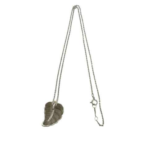 Vintage Leaf Motif Pendant Necklace Sterling Silver and 18K Yellow Gold