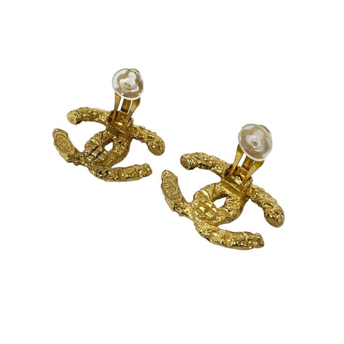 CC Logo Clip-On Earrings Metal Gold-Tone Metal