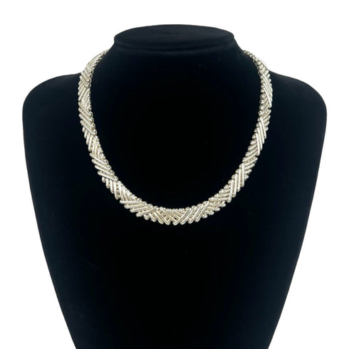 Vintage Braided Pendant Necklace Sterling Silver