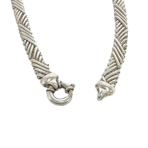 Vintage Braided Pendant Necklace Sterling Silver
