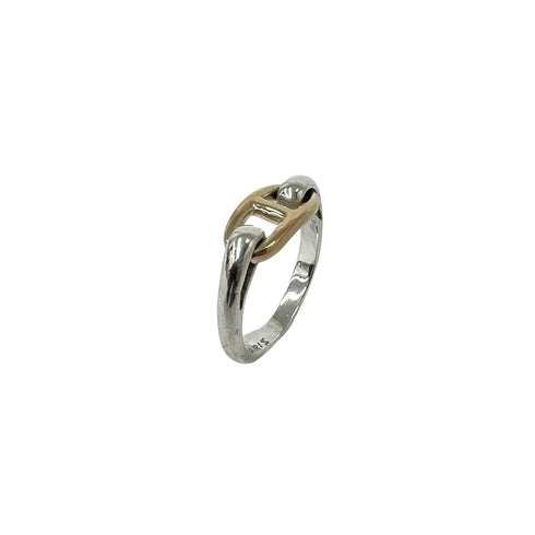 Vintage Chaine d'Ancre Ring Sterling Silver and 18K Yellow Gold