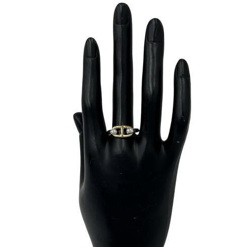 Vintage Chaine d'Ancre Ring Sterling Silver and 18K Yellow Gold