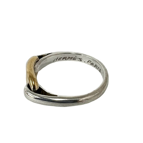Vintage Chaine d'Ancre Ring Sterling Silver and 18K Yellow Gold